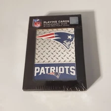 New England Patriots Logo on Diamond Plate NFL Standard Size Playing Cards.