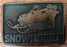 Vintage Snowmobile Belt Buckle - 1975 - Adezy Denver Colorado -Winter - COOL 