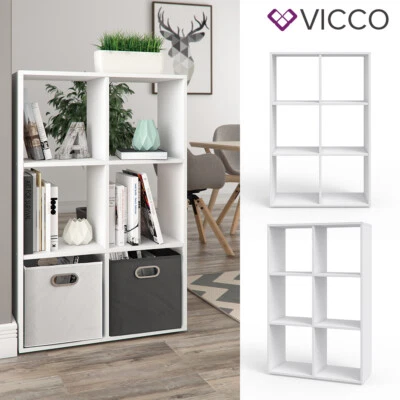 VICCO Étagère de séparation de pièce Bibliothèque Étagère debout 6 compartiments Blanc