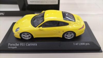 ミニカー MINICHAMPS 1/43 PORSCHE Minichamps 1:43 Porsche 911 R (991) in Nardo Grey / Yellow Stripes
