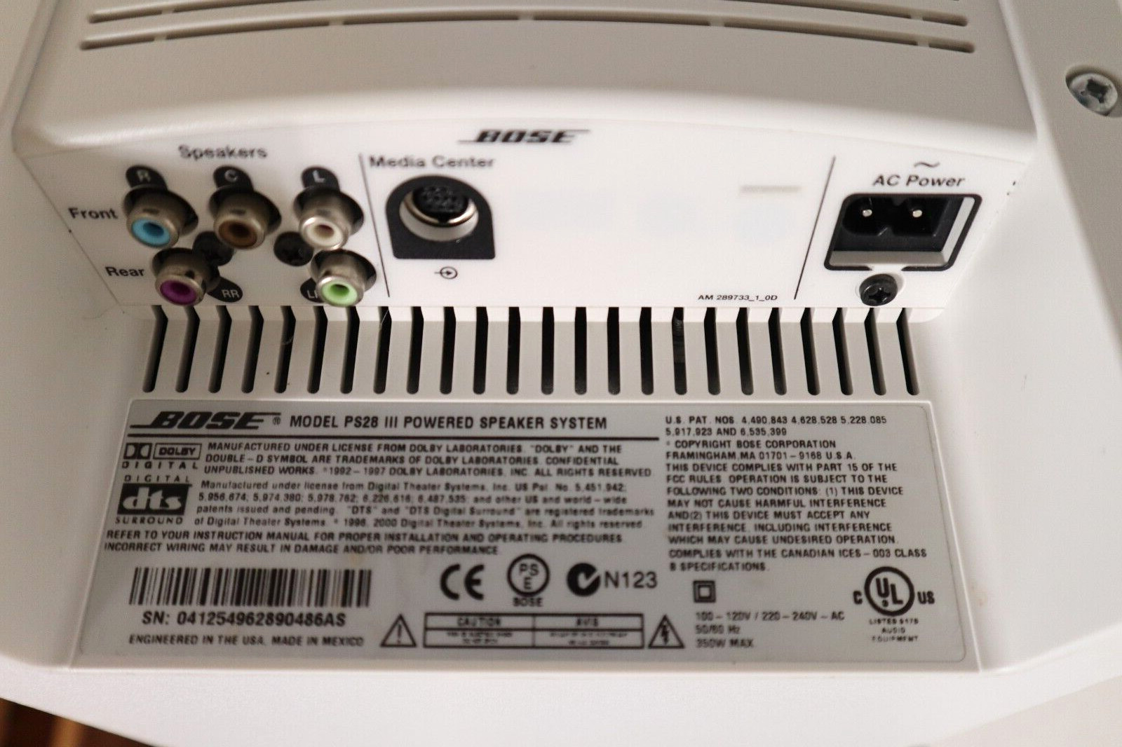 Bose Lifestyle PS28 III Power  Subwoofer Dual Voltage White - Tested Working
