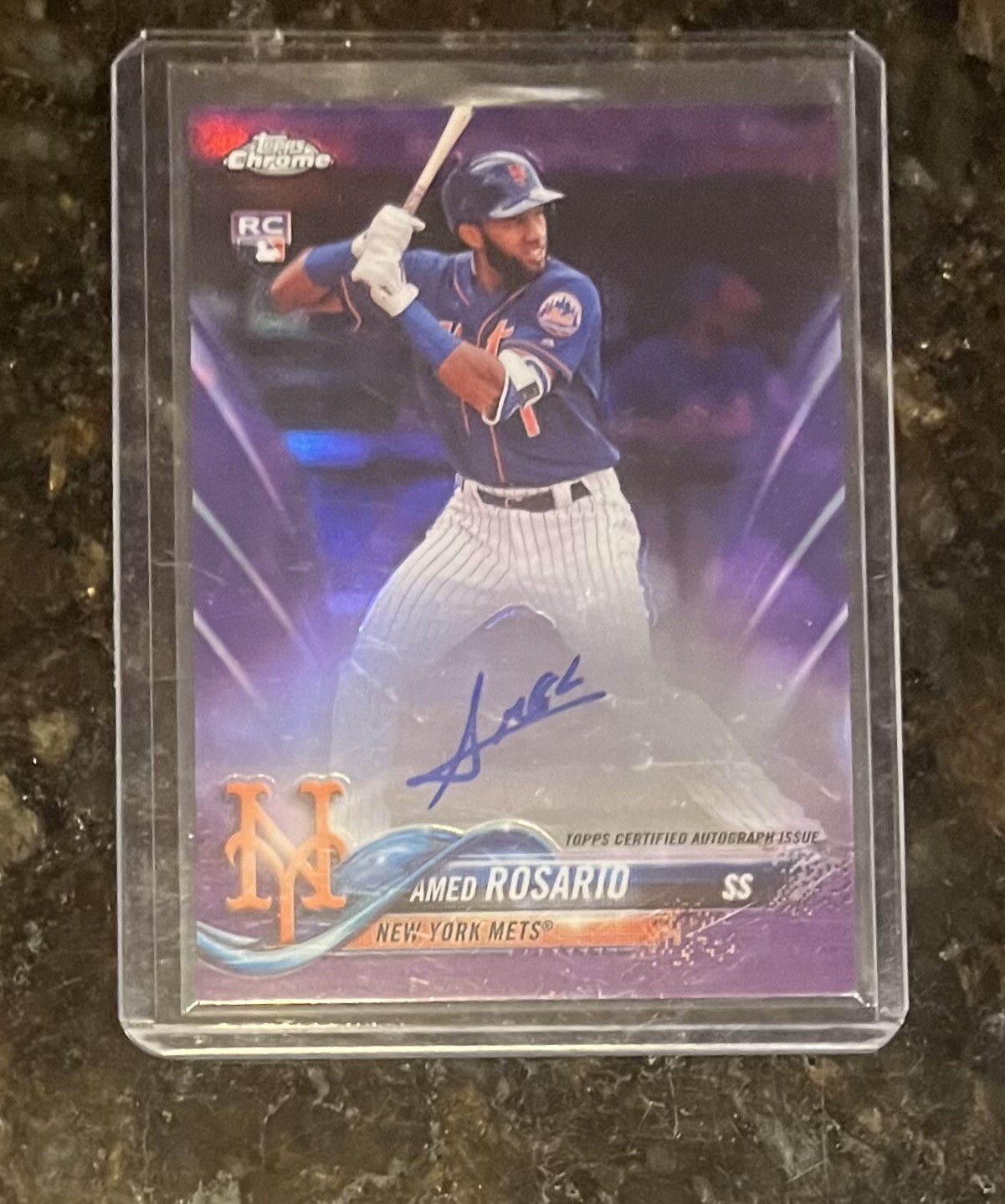 2018 Topps Chrome Purple Refractor Amed Rosario Rc Auto #RA-AR (#89/250)