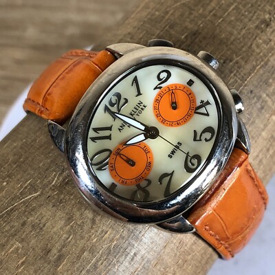 Anne Klein New York Women 12/1521 MOP Day/Date Leather 35mm Quartz Watch 7 1/4''