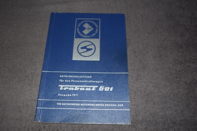 Operating Instructions Manual Trabant 601/601S/601 De Luxe Original 1971