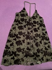 NWT alice olivia dress black burnout velvet strappy short Cocktail XS