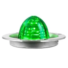 Classic Watermelon Light Green LED / Green Lens Flange Bezel Mount 4-3/8"