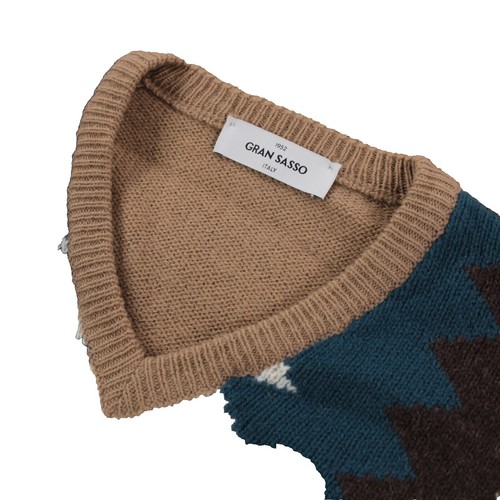 Gran Sasso Polo Sweater Wool Silk Cashmere Mens 52 Black Collared