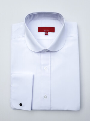 mens white shirt round collar