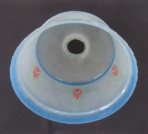 Vintage Art Nouveau Painted Glass Shade Light Fixture Flush Mount FX334 - Picture 8 of 8