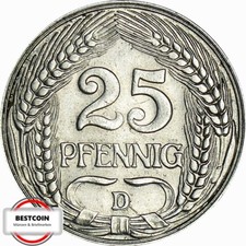 J 18  25 Pfennig Kaiserreich von 1910 D in VZ-STG  1189177