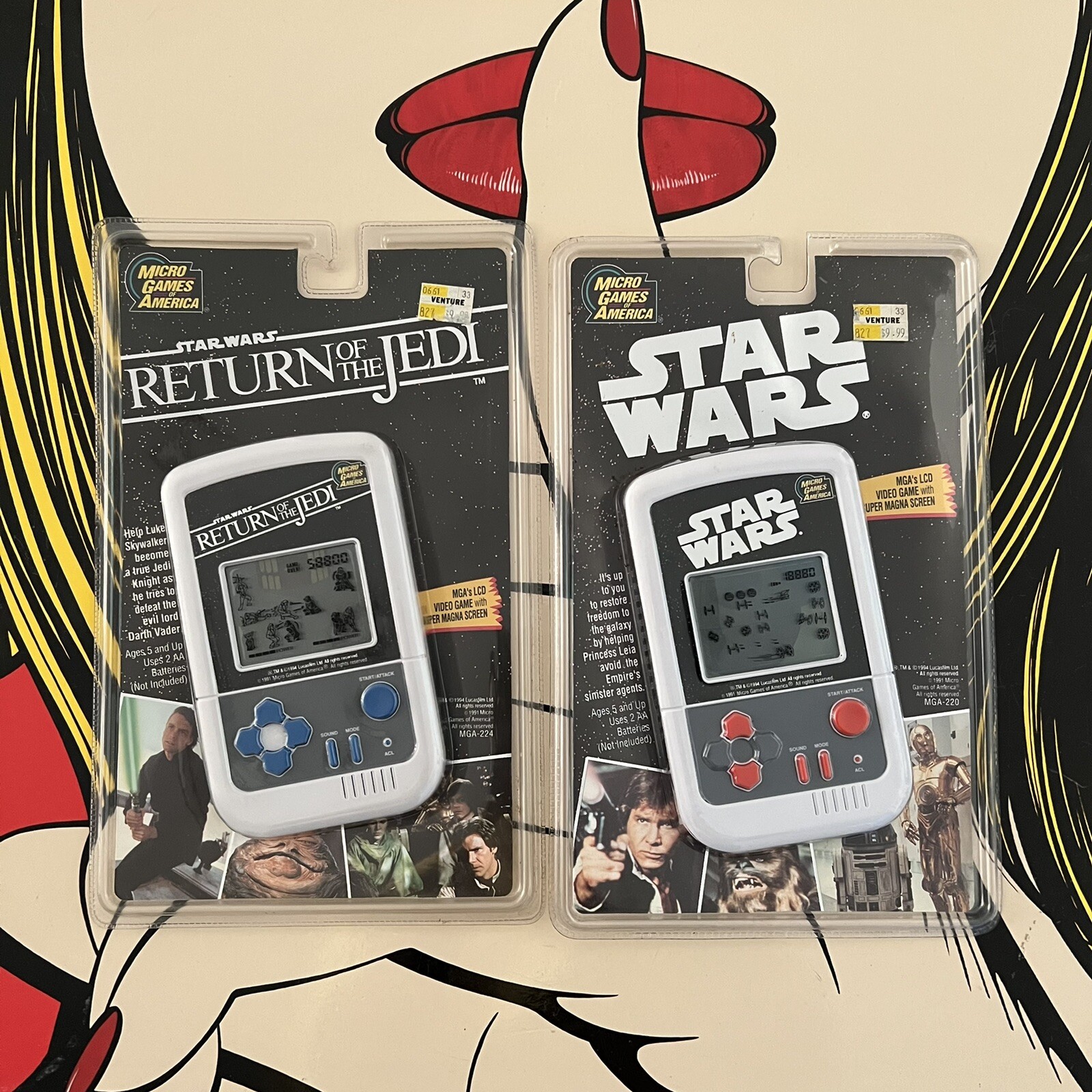 1991 Micro Games Handheld Star Wars Return of the Jedi 2 Pack Micro ...