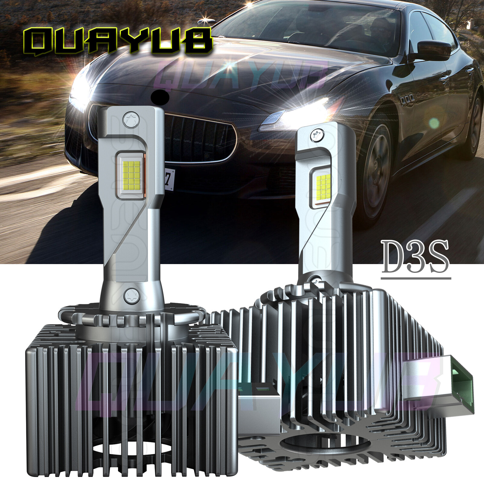 For Maserati Quattroporte 2014-16 2X LED D3S Headlight Bulb High Low Beam 6000K