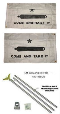 2x3 2'x3' Gonzales Gonzalez Come & Take 2ply Flag Galvanized Pole Kit Eagle Top