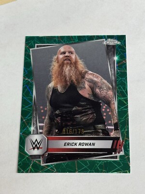 2025 Topps WWE Chrome Erick Rowan /175 Green Laser Refractor SP 