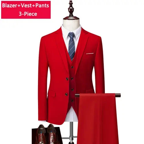 ( Sakko + Weste + Hose ) Boutique Herren Anzug 3-teiliges Set Bräutigam Brautkleid - Bild 35 von 52