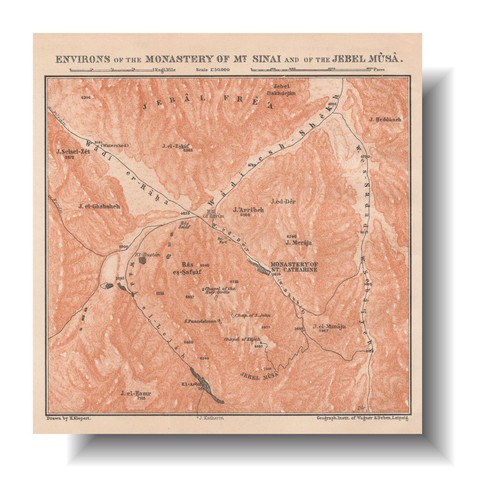 Mount Sinai Monastery 1912 ORIGINAL map Egypt Saint Catherine's Monastery - 第 1/4 張圖片