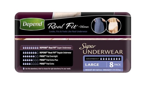Depend Women Real Fit Super Underwear Large Discreet Breathable 4 x 8 = 32 Pants - Picture 6 of 11