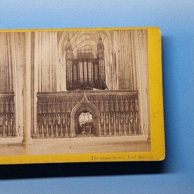 York Stereoview C1865 Real Photo Yorkshire The Minster Cathedral Organ Screen