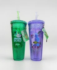 2 - WICKED Glinda  & Elphaba Diamond Tumblers w/Candy Sticks & Lollipops