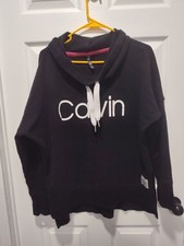Calvin Klein Sweatshirt Women's XL Black Cowl Neck Tunic Long Sleeve Casual