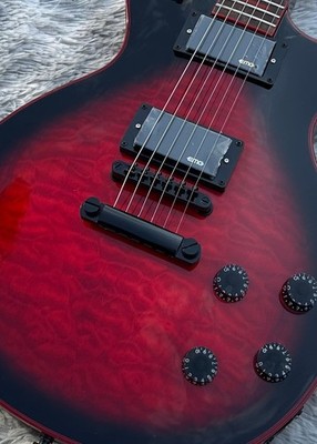 Customized electric guitar, red large flower caston, black EMG pickup/from US
