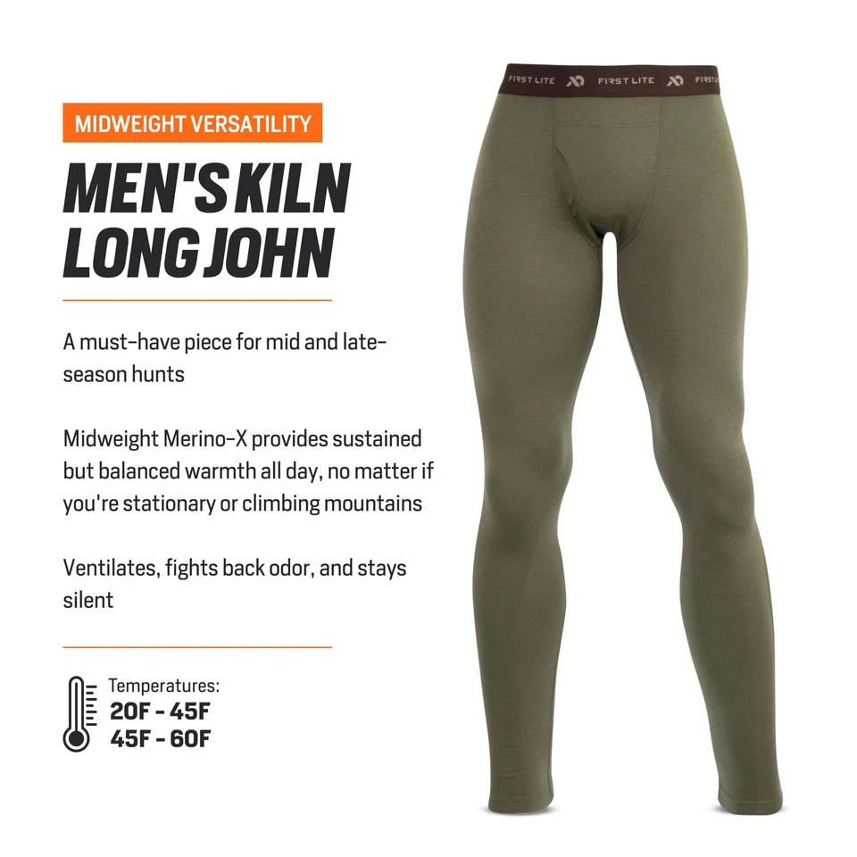 Men's Kiln Long John - Midweight Merino Wool Hunting Base Layer - Conifer - X... - Image 3 of 4