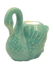 1930's RED WING Pottery RUMRILL Single Swan Turquoise Candle Holder Unmarked