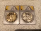 1922 1923 $1 Silver Peace Dollar's ANACS MS-62 MS-63 Sharp!