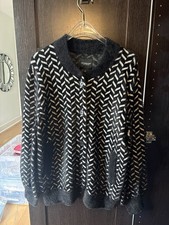 Liverpool Los Angeles Herringbone Fuzzy Button-Up Cardigan Sweater Size S