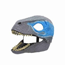 Animated Dinosaur Mask With Movable Jaw Gray Blue