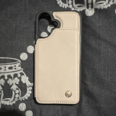 CaseMe Beige Synthetic Leather Back Case with Card Slot Plain Design Hard Case