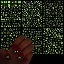 Nail Art Stickers, Fluorescent Nail Self-Adhesive Decals, Glow in The Luminous