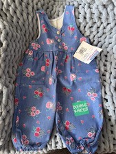 Vintage Healthtex Girls 12M Blue Floral Denim Overall One-Piece
