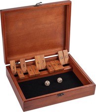 Shut-The-Box Board Game in Wooden Box with Dice