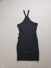 Forever 21 Women Mini Dress S Black Sleeveless Bodycon Side Cutouts Stretch Chic
