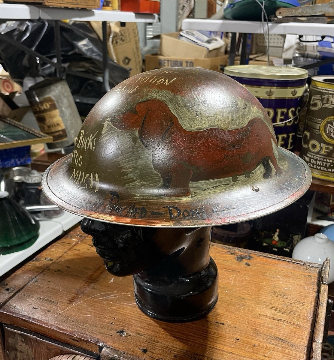 Rare British GSW J MK1 1941 Helmet Trench Art Hand Painted