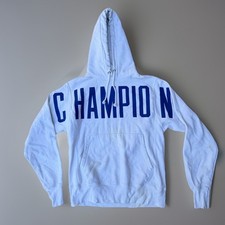 Vintage Champion Reverse Weave Spellout Hoodie Sweatshirt White Mens Small