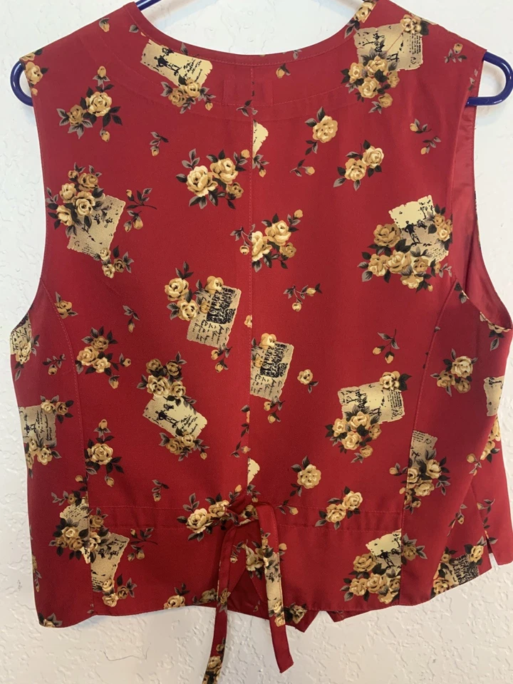 Line-Up for Sports Vintage Golf Women's Blazer & Vest Red Floral Size M - Image 4 of 4