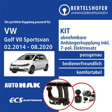 Für VW Golf VII Sportsvan Typ AM1 02.2014-08.2020 AHK abn. +7pol spez E-Satz TOP