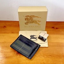 Genuine Burberry 6 CC Holder Flat Card Case Brit Check Black Wallet REPAIR