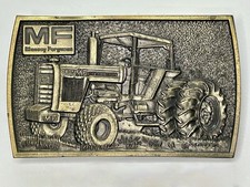 Vintage 1978 Massey Ferguson 2805 Tractor Brass Belt Buckle - Nice Ships Fast