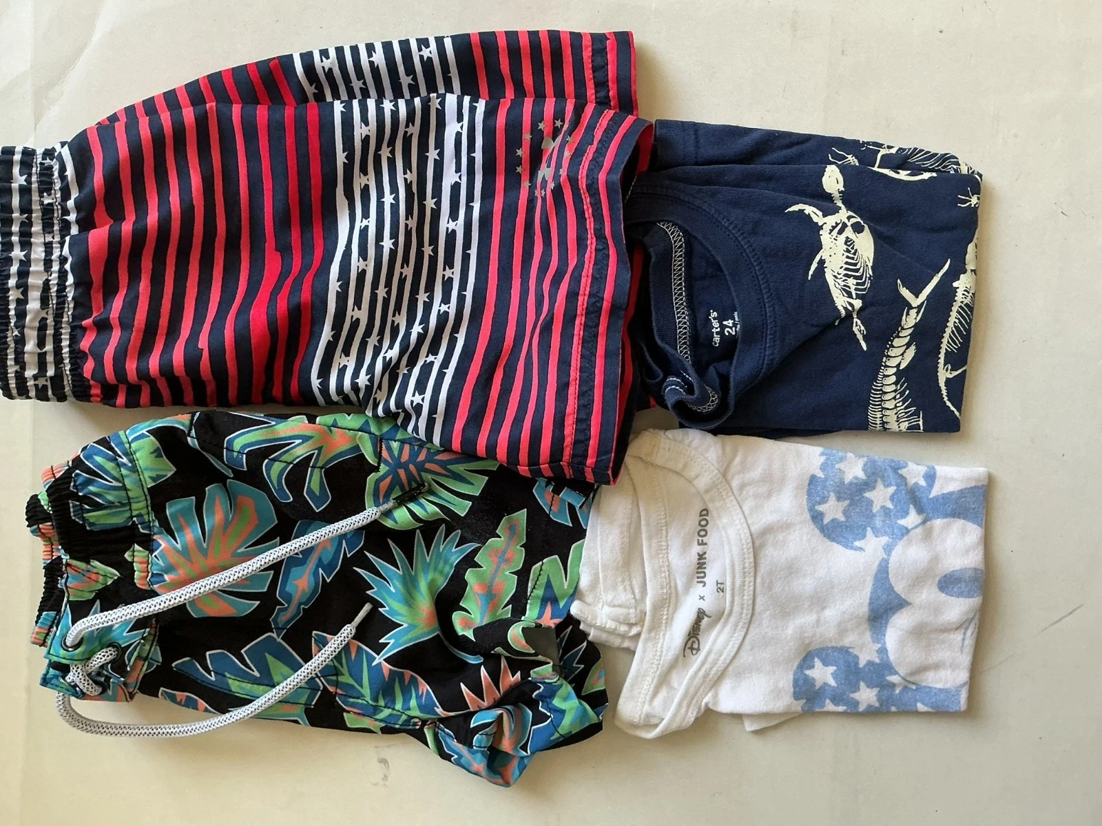 Lot of 4 Toddler Boy 2T Clothes Swim Shorts/T-shirts Pre-owned
