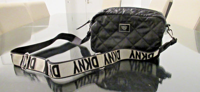 DKNY Crossbody Bag Wallet Black Puffer Quilted Purse with Logo Strap Women Teen