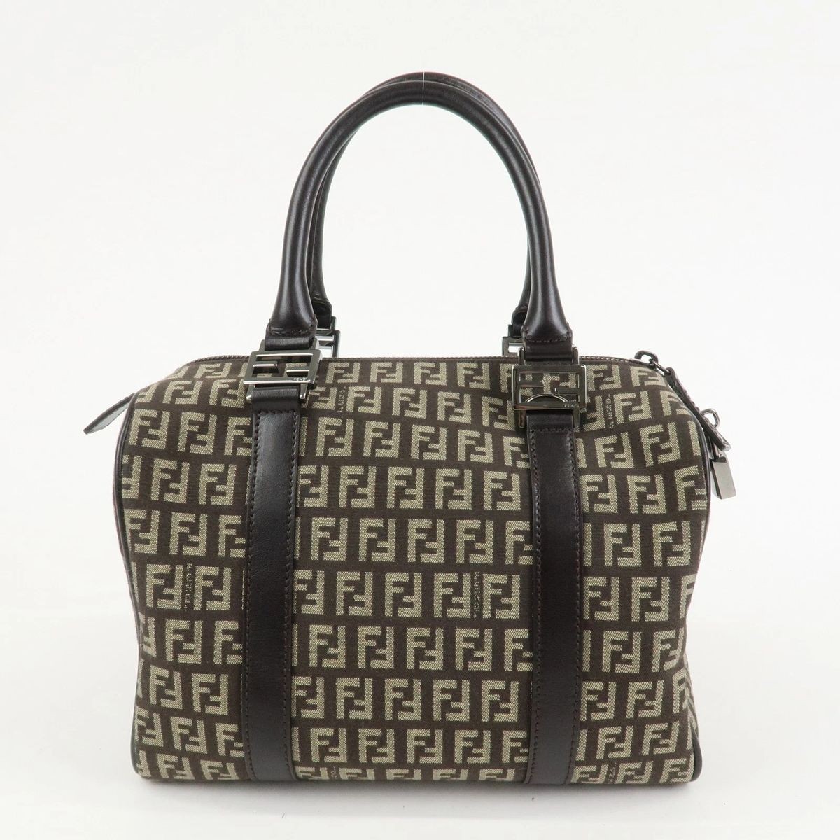 FENDI Zucchino Canvas Leather Handbag Boston Bag 8BL068 Women From Japan thumbnail 2