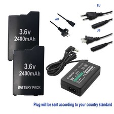 2PK Rechargable Battery  Adapter Charger For PSP 2000 Series 2001 PSP 2002 2003