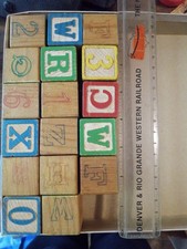 Vintage Playskool Wooden Alphabet Blocks 1978 Lot of 17 Classic Educational Toys