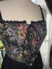 Cider Floral Tapestry Corset Mini Dress Black Lace Up Chiffon XLARGE NEW