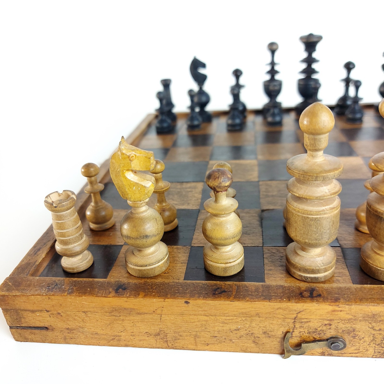 Old Antique Regency Chess Set, Small Size, Wooden, c.1900s
