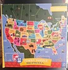25 Piece Colorful Map of the USA Jumbo Puzzle - Gently Used - Interlocking
