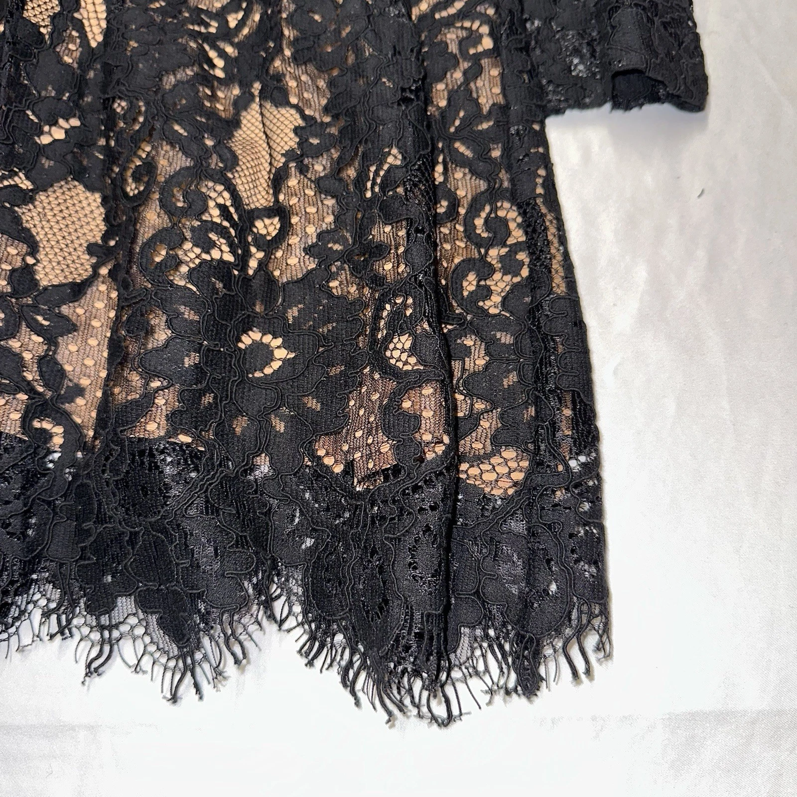 MICHAEL KORS abito donna media lunghezza manica lunga pizzo nero taglia 2